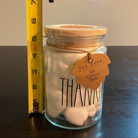 Rae Dunn “THANKFUL” storage jar with cotton balls - Picture 5 of 6